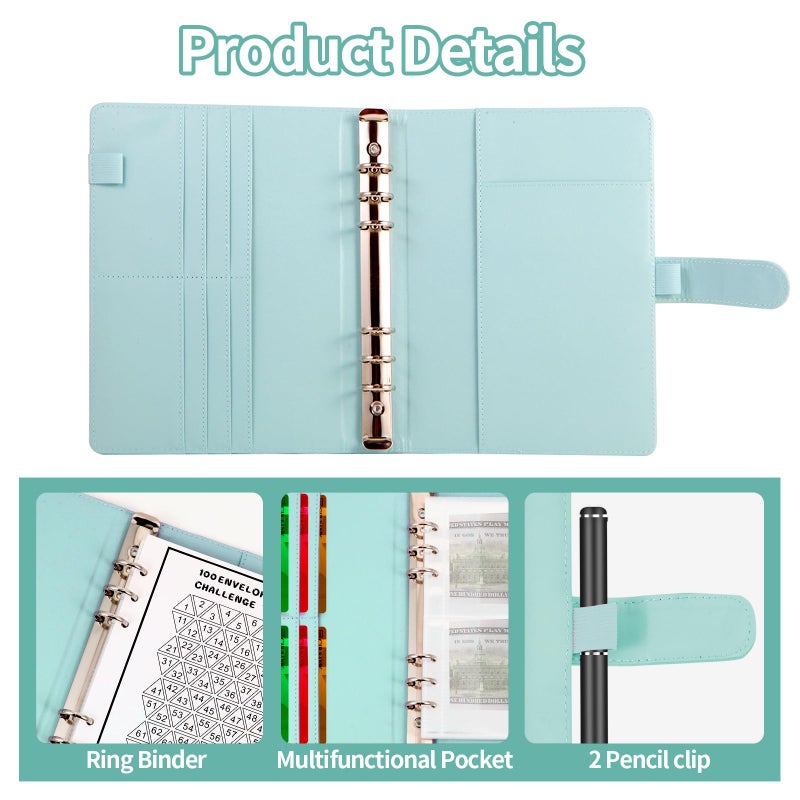LMTNNB 100 Envelopes Money Saving Challenge Binder, Save 5050 Dollars 100 Day Envelope Challenge Binder with 100 Cash Envelopes, Tracker, and Stickers - Image 4